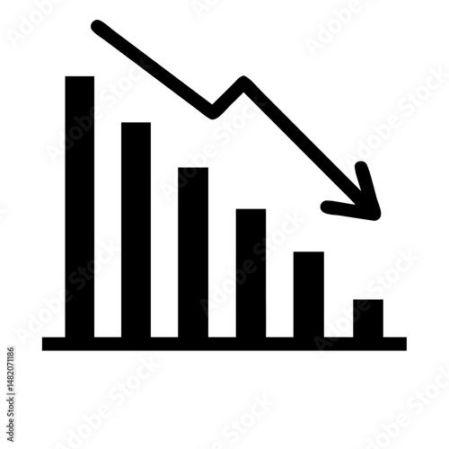 Declining bar chart icon in black and white style representing market downtrend