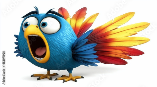 Surprised cartoon bird
