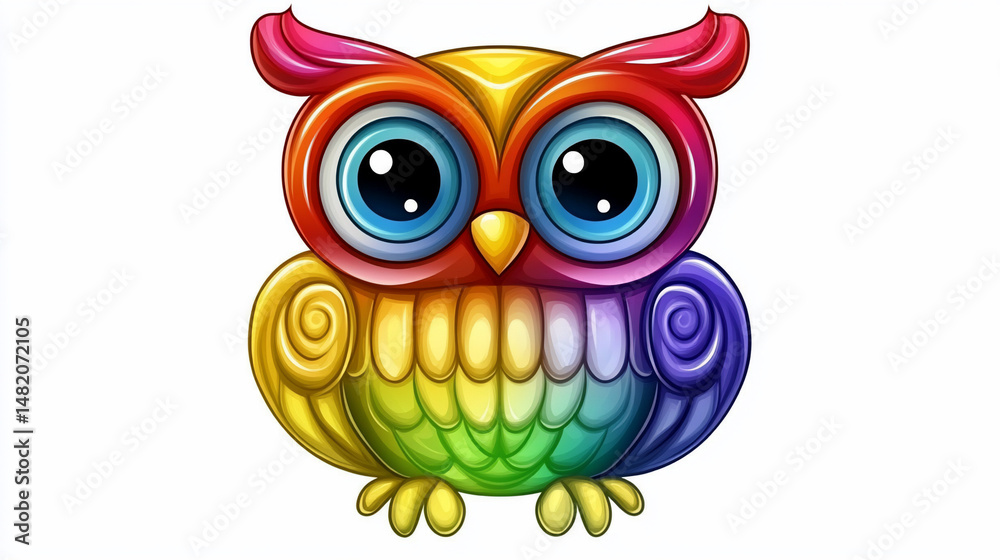 Fototapeta premium Cute rainbow owl