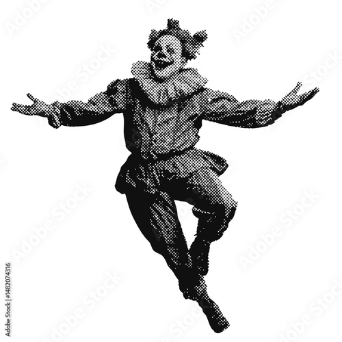 Circus clown halftone grunge vector design element