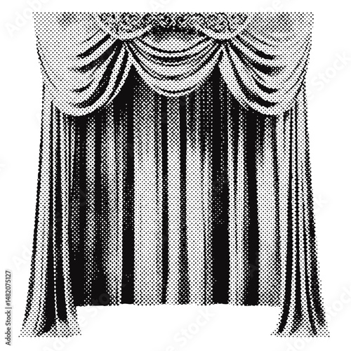 Stage theatre curtains halftone grunge vector design element