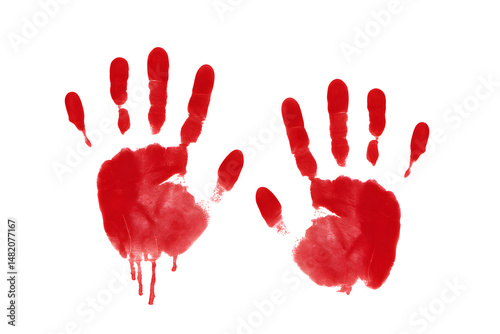 Bloody handprint, isolated on white background