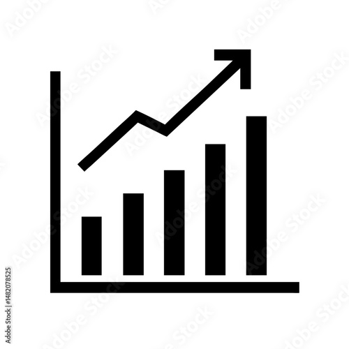 Growing graph icon design in black and white style representing business progress and success
