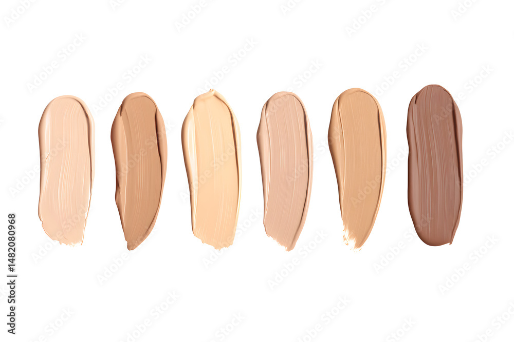 Cream foundation smears different skin tones set isolated on white background Cream foundation smears different skin tones set isolated on white background