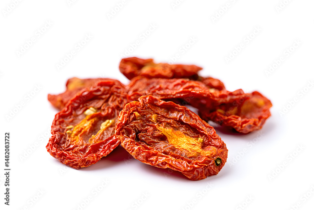 Dried Tomatoes slices isolated on white Dried Tomatoes slices isolated on white