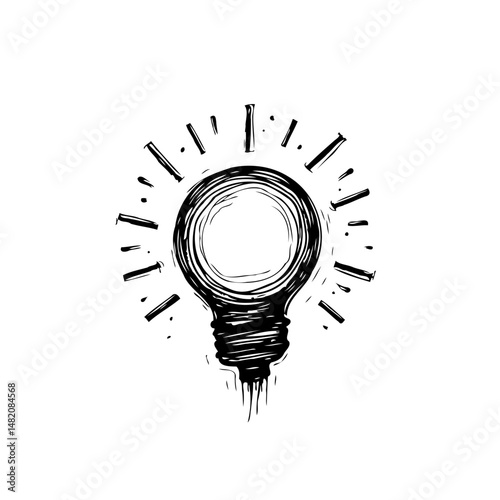 Conceptual illustration of a stylized lightbulb radiating creative innovation