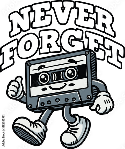 Retro Cassette Tape Vector T-Shirt Design Never Forget the 80s