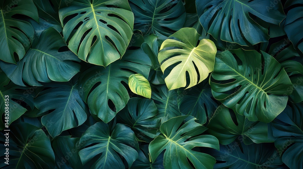 custom made wallpaper toronto digitalLush green monstera leaves background with vibrant foliage and tropical patterns