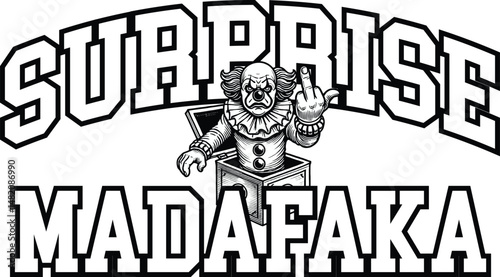 Vector T-Shirt Design Jack-in-the-Box Clown Surprise