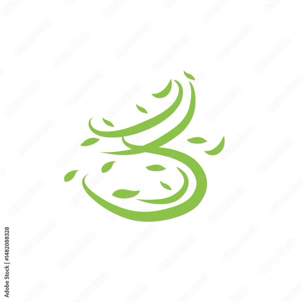 Naklejka premium green organic wind leaf