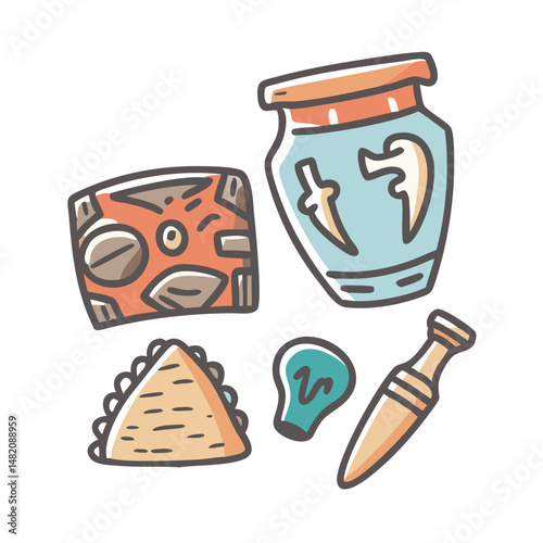 pack 134 archaeology ancient artifacts icon, pack 134 archaeology ancient artifacts vector