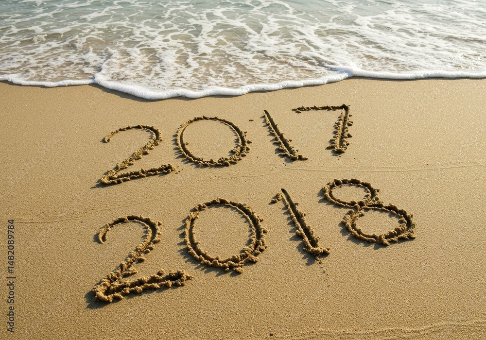 Fototapeta premium Photo of 2018 New Year on Beach Sand
