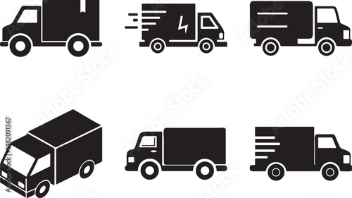 Dynamic Vector Delivery Trucks  Six Iconic Designs for Modern Logistics & Transportation Branding