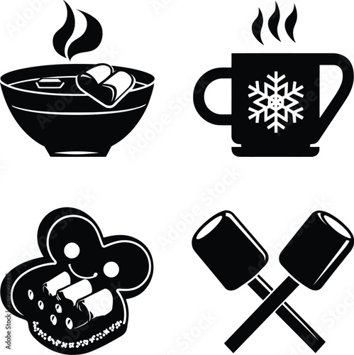  Christmas Treats Silhouette Vectors - Hot Cocoa & Cookies