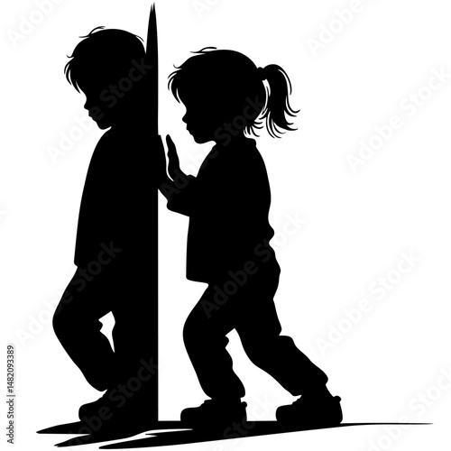 A vector brohter and sister playing.