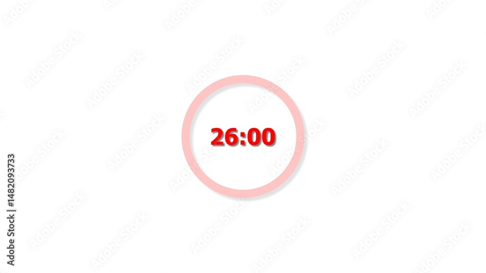 Digital countdown timer red color 4k illustration of 26 second on transparent on white background. 26 seconds digital timer 4k illustration. Digital countdown timer red color 4k illustration of 26 second on transparent on white background. 26 seconds digital timer 4k illustration.