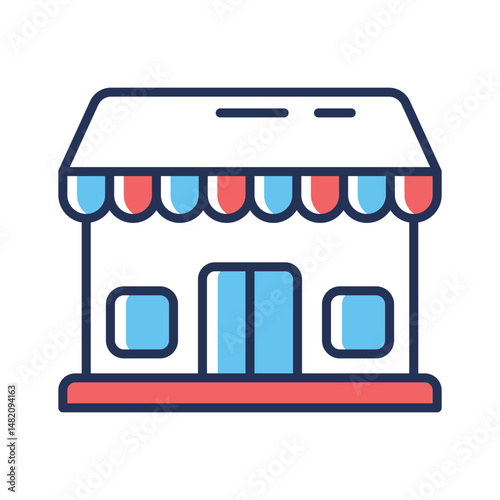 Visually engaging linear icon of storefront retail shop