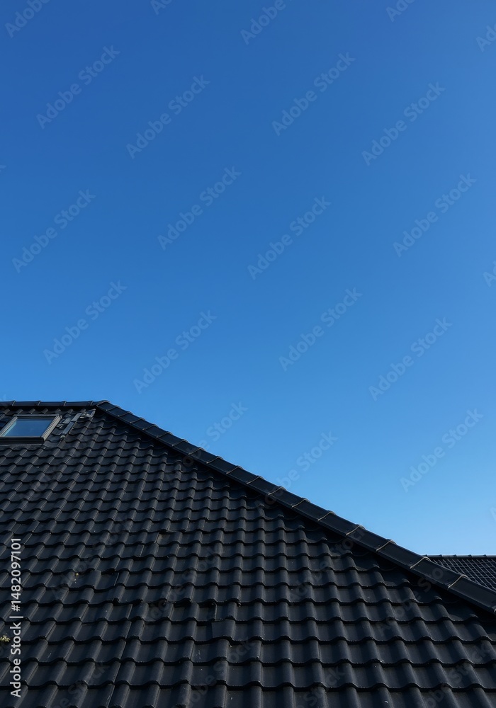 Photo of Black Tile Roof Against Clear Blue Sky Photo of Black Tile Roof Against Clear Blue Sky