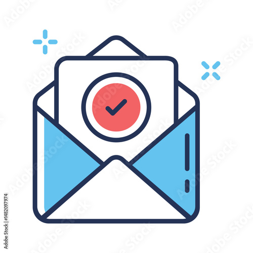 A modern outline icon of confirmation mail