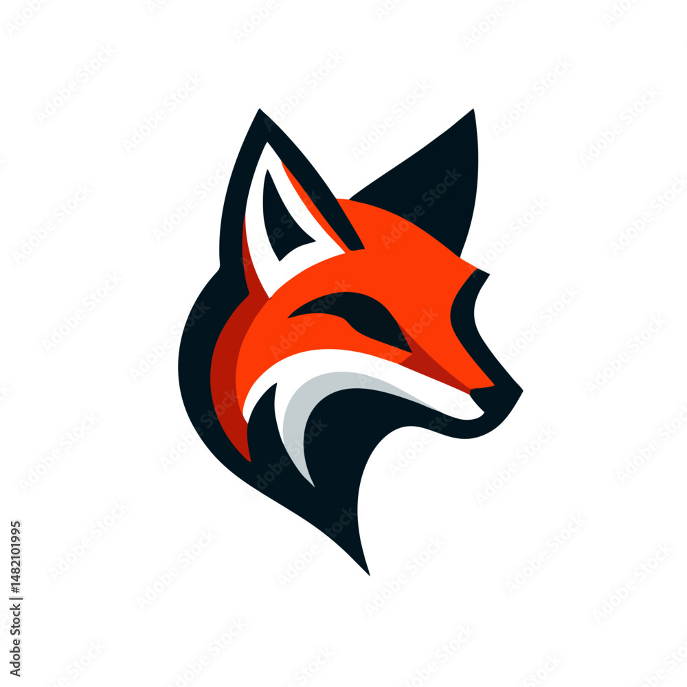 Obraz premium Cool Fox Logo With Sharp Edges, Flat Icon Style, Vector Illustration