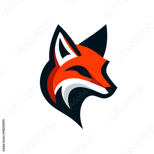 Cool Fox Logo With Sharp Edges, Flat Icon Style, Vector Illustration