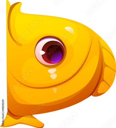 Cartoon underwater font funny fish letter D. Aquatic wildlife animal ABC alphabet letter, ocean life creature isolated vector English typeset element or underwater nature latin font symbol