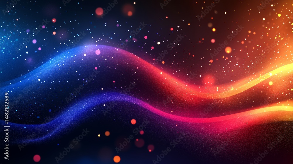 Obraz premium The night sky is a velvet expanse adorned with brilliant points of light, forming a breathtaking celestial panorama, titled Starlit Weave, an illustration