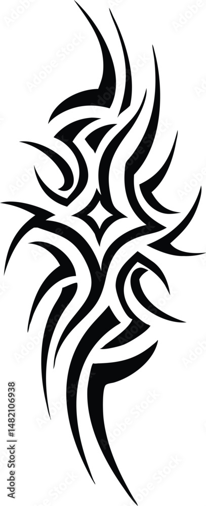Abstract Tribal Tattoo Pattern Black Ink Body Art Design