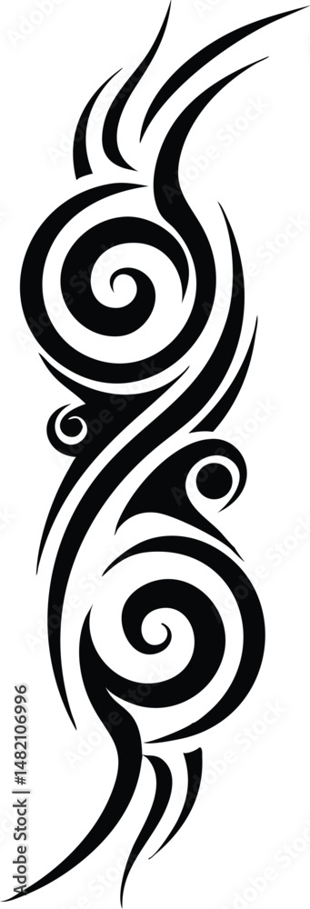 Fototapeta premium Bold Tribal Tattoo Design – Abstract Black Ink Body Art Symbol