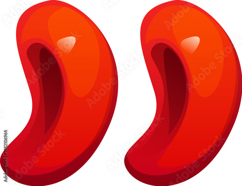 Medicine font, blood red cell punctuation quotation mark. Medical ABC typeface sign, medicine isolated cartoon vector English alphabet type special symbol. Healthcare English font punctuation mark