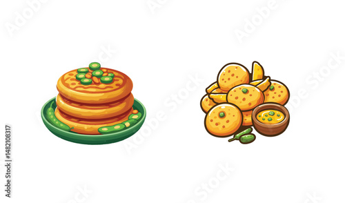 Spicy snacks vector.