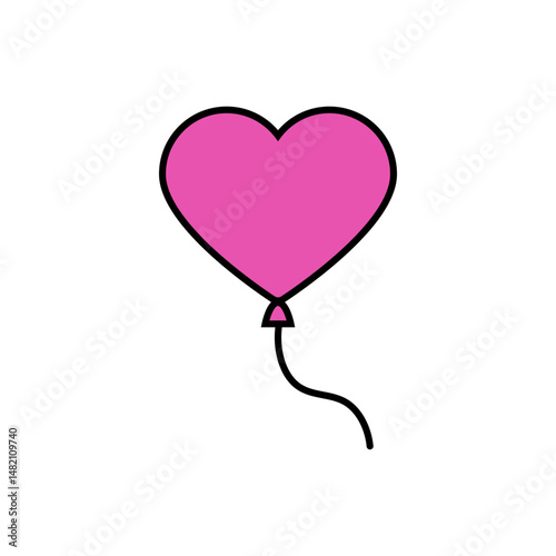 Heart Shaped Air Balloon Icon, pink color