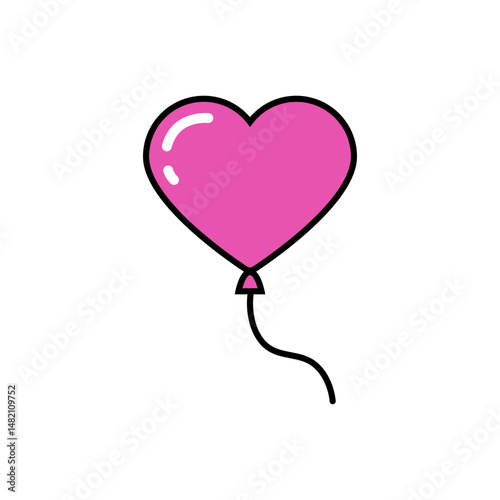 Heart Shaped Air Balloon Icon, pink color