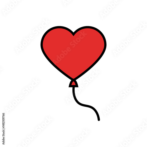 Heart Shaped Air Balloon Icon, red color