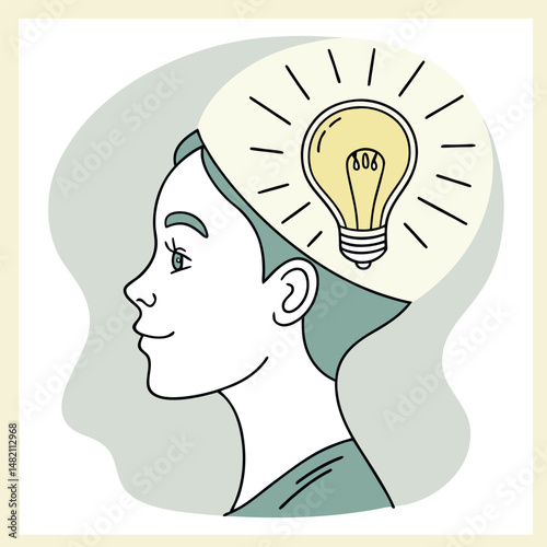 Light bulb inside the head, representing ideas or innovation