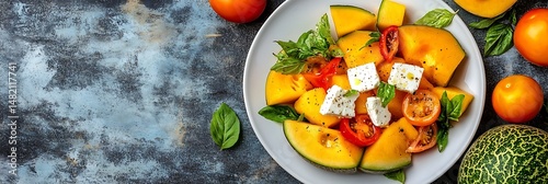 Summer melon salad with tomatoes and feta