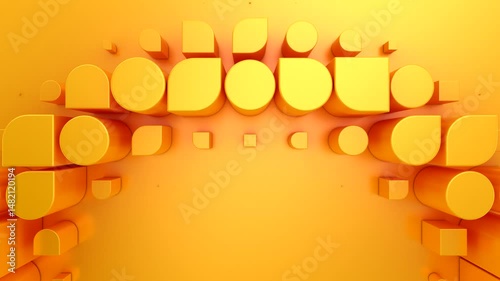 Geometric Shapes Form a Wave. Abstract motion, two color, 3d rendering, 4k resolution
