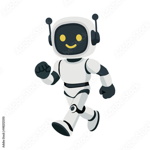 Cartoon Robot Walking Forward Illustration