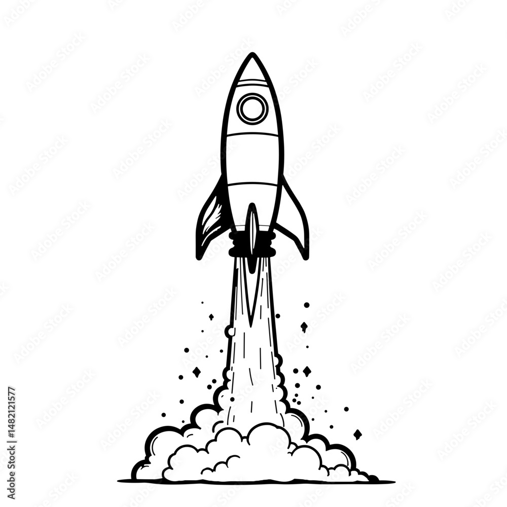 Rocket launching upward with skill upgrade theme, growth concept Rocket launching upward with skill upgrade theme, growth concept
