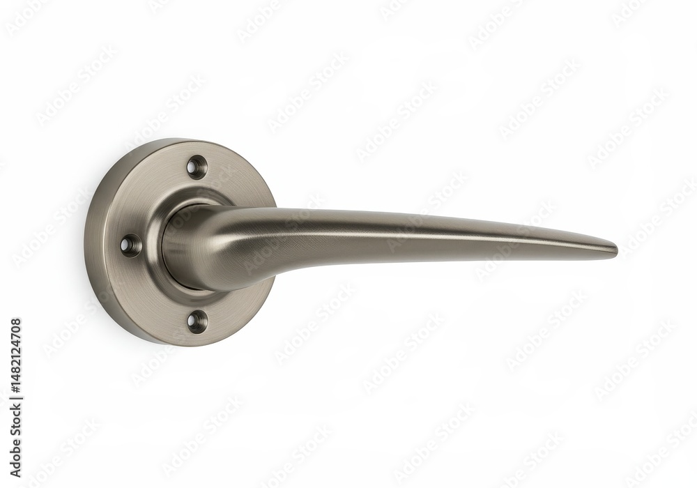 Photo of Modern Silver Door Handle on White Background Photo of Modern Silver Door Handle on White Background