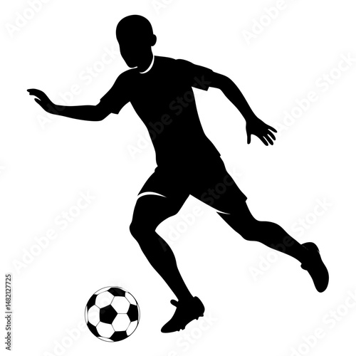 Soccer player dribbling silhouette vector illustration