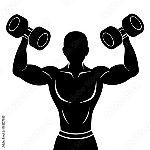 Man lifting weights silhouette vector illustration