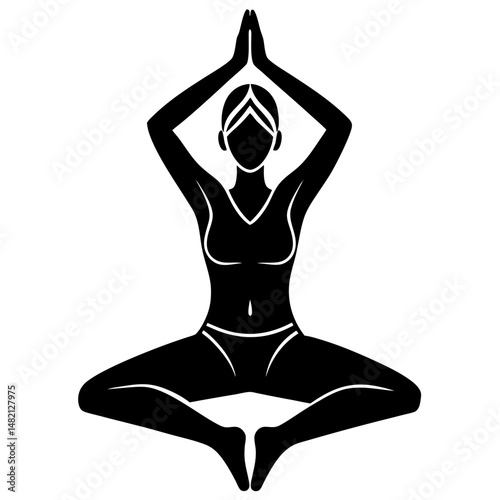 Woman doing yoga pose silhouette vector illustration