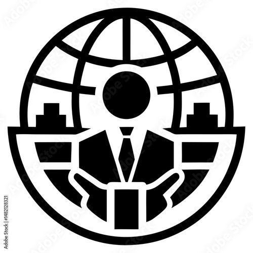 Global business person silhouette vector illustration