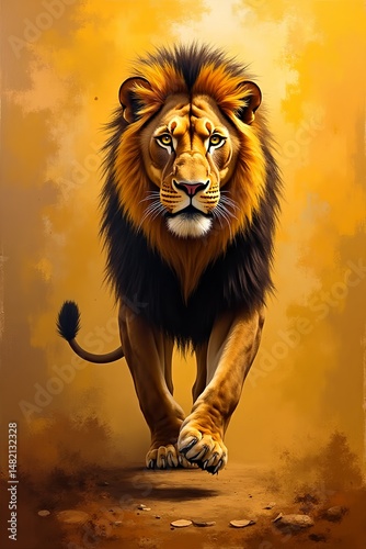 Image of a lion on a warm background