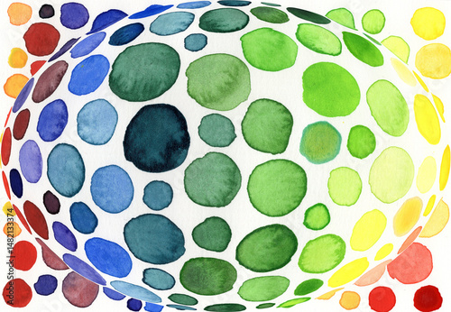 Colorful watercolor dot pattern with abstract design