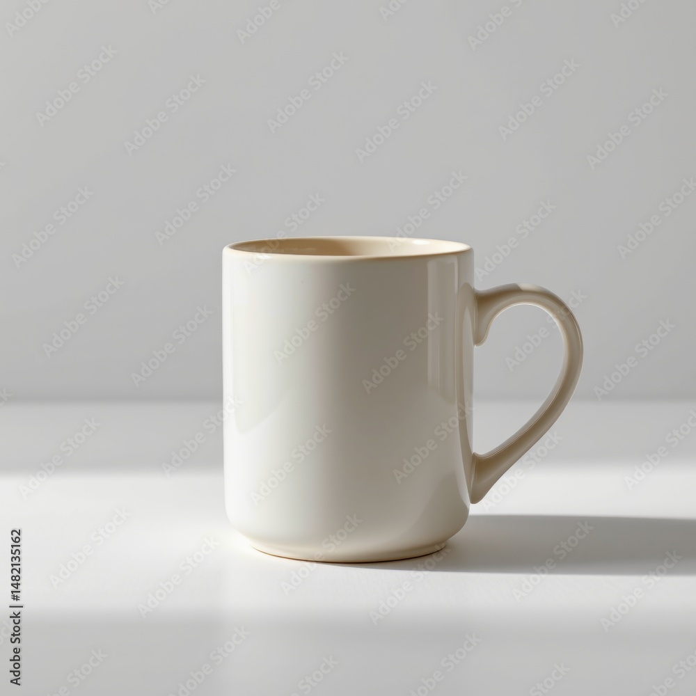 Fototapeta premium individual ceramic coffee mug on a white background, in a sleek style, with precise textures, subtle shadow, clean backdrop, high resolution