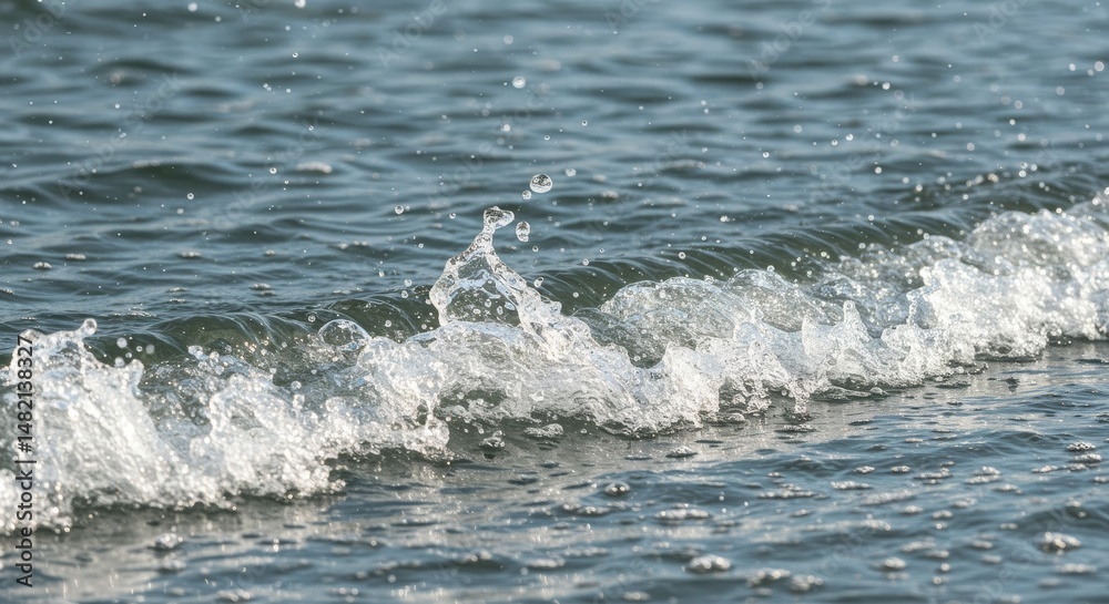Fototapeta premium Photo of Small Waves Crashing in Blue Ocean