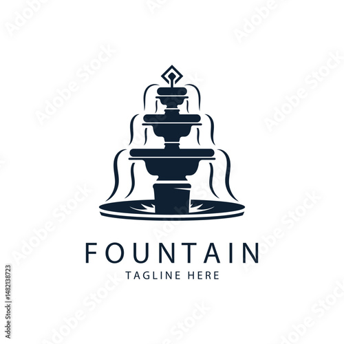  Linear fountain silhouette logo icon design. Water splash logotype