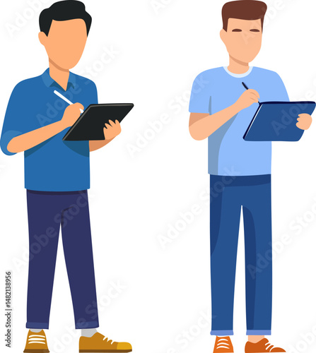 Man Standing Drawing on Tablet Illustration Hobby and Creativity Concept